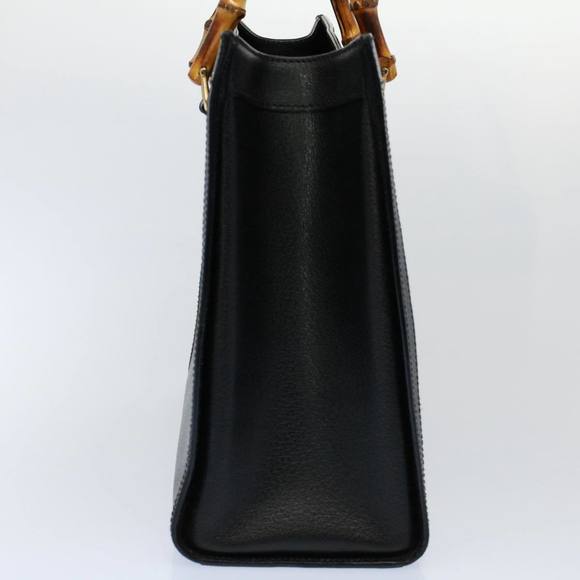GUCCI Bamboo Hand Bag Leather Black 002 2853 0260 0 Auth bs9832 - Picture 3 of 16
